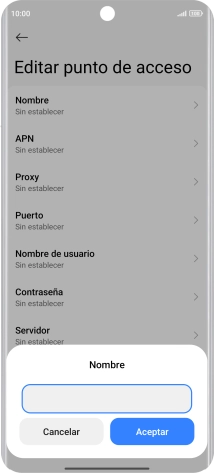 Introduce Vodafone Internet y pulsa Aceptar.