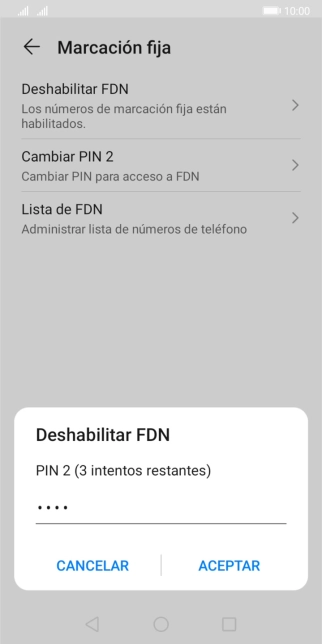 Introduce el código PIN2 y pulsa ACEPTAR. Introduce el código PIN2 y pulsa ACEPTAR.
