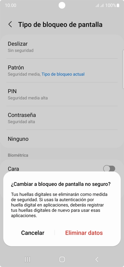 Pulsa Eliminar datos. Pulsa Eliminar datos.