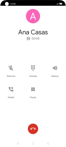 Pulsa el icono de finalizar llamada. Pulsa el icono de finalizar llamada.