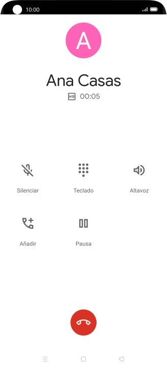 Pulsa el icono de finalizar llamada. Pulsa el icono de finalizar llamada.