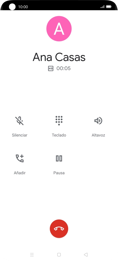 Pulsa el icono de finalizar llamada. Pulsa el icono de finalizar llamada.