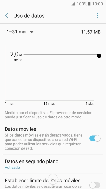 El consumo total de datos se visualiza ahora en la pantalla. El consumo total de datos se visualiza ahora en la pantalla.