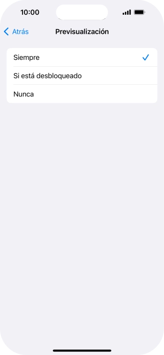 Para seleccionar la vista previa de las notificaciones en la pantalla de bloqueo, pulsa Siempre. Para seleccionar la vista previa de las notificaciones en la pantalla de bloqueo, pulsa Siempre.