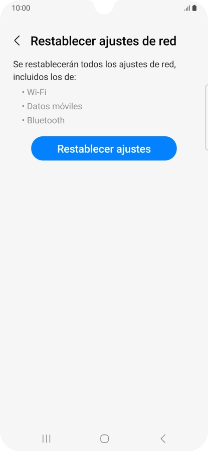 Pulsa Restablecer ajustes. Pulsa Restablecer ajustes.