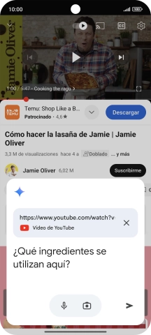 Sigue las indicaciones de la pantalla para escribir o decir en alto la pregunta que quieres hacer del vídeo. Sigue las indicaciones de la pantalla para escribir o decir en alto la pregunta que quieres hacer del vídeo.