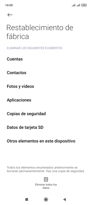 Pulsa Eliminar todos los datos.
