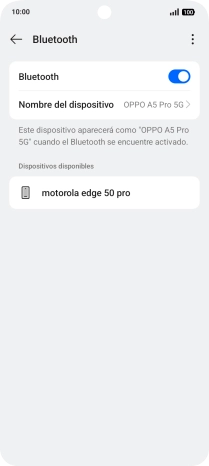 Pulsa el dispositivo Bluetooth deseado y sigue las indicaciones de la pantalla para vincular el dispositivo al teléfono. Pulsa el dispositivo Bluetooth deseado y sigue las indicaciones de la pantalla para vincular el dispositivo al teléfono.