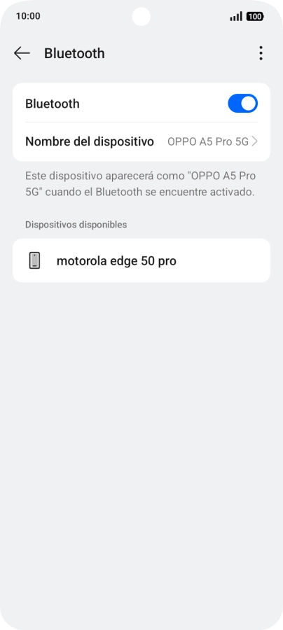 Pulsa el dispositivo Bluetooth deseado y sigue las indicaciones de la pantalla para vincular el dispositivo al teléfono. Pulsa el dispositivo Bluetooth deseado y sigue las indicaciones de la pantalla para vincular el dispositivo al teléfono.