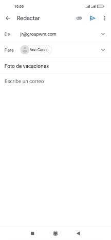 Pulsa en el campo de escritura y escribe el texto del correo electrónico. Pulsa en el campo de escritura y escribe el texto del correo electrónico.