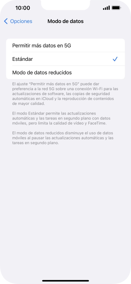 Pulsa el ajuste deseado. Pulsa el ajuste deseado.