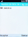 Introduce el nombre de la lista de reproducción y pulsa la tecla de selección izquierda.