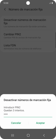 Introduce el código PIN2 y pulsa Aceptar.