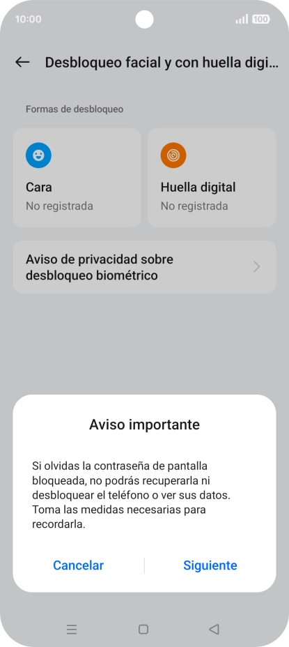 Pulsa Siguiente y sigue las indicaciones de la pantalla para crear un código de seguridad del teléfono adicional. Pulsa Siguiente y sigue las indicaciones de la pantalla para crear un código de seguridad del teléfono adicional.