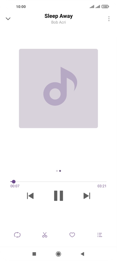 Pulsa la flecha hacia la derecha para ir al archivo de música siguiente.