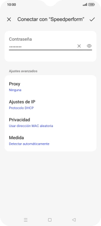 Introduce la contraseña de la red Wi-Fi y pulsa el icono de aceptar. Introduce la contraseña de la red Wi-Fi y pulsa el icono de aceptar.