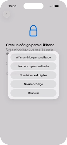 Sigue las indicaciones de la pantalla para activar el uso del código de seguridad o pulsa No usar código. Sigue las indicaciones de la pantalla para activar el uso del código de seguridad o pulsa No usar código.