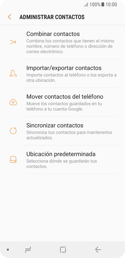 Pulsa Importar/exportar contactos. Pulsa Importar/exportar contactos.