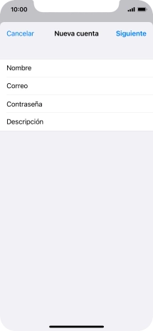 Pulsa Descripción e introduce el nombre de la cuenta de correo electrónico. Pulsa Descripción e introduce el nombre de la cuenta de correo electrónico.