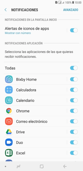 Pulsa el indicador junto a la app deseada para activar o desactivar la función. Pulsa el indicador junto a la app deseada para activar o desactivar la función.