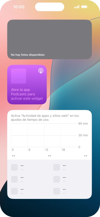 Pulsa el grupo de widgets deseado durante unos instantes.