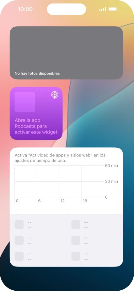 Pulsa el grupo de widgets deseado durante unos instantes.