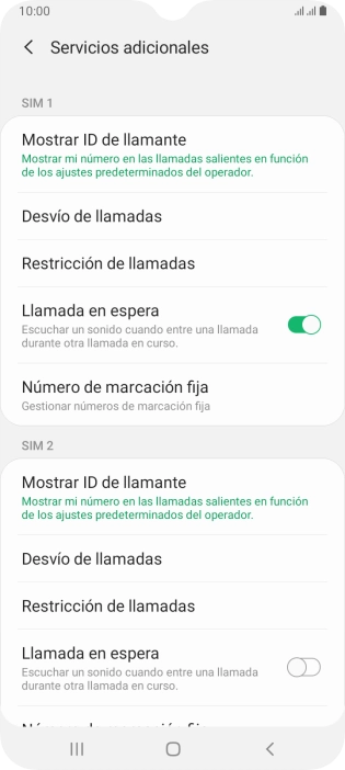 Pulsa Número de marcación fija bajo la tarjeta SIM deseada. Pulsa Número de marcación fija bajo la tarjeta SIM deseada.