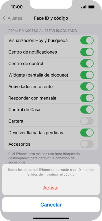 Si activas la función, pulsa Activar. Si activas la función, pulsa Activar.