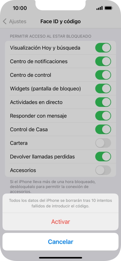Si activas la función, pulsa Activar. Si activas la función, pulsa Activar.