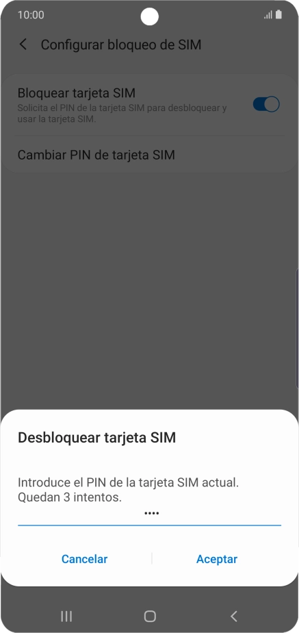 Introduce tu código PIN y pulsa Aceptar. Introduce tu código PIN y pulsa Aceptar.