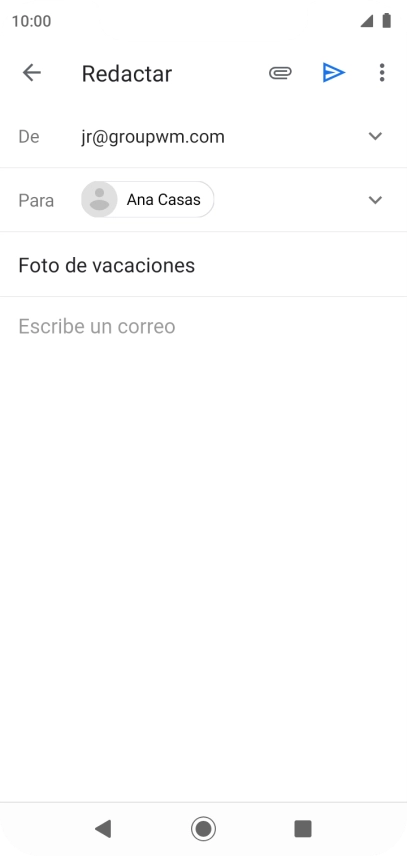 Pulsa en el campo de escritura y escribe el texto del correo electrónico. Pulsa en el campo de escritura y escribe el texto del correo electrónico.