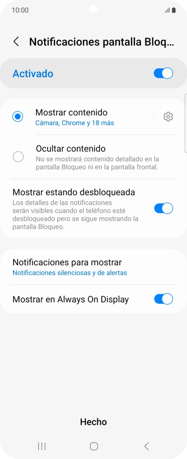 Pulsa los ajustes deseados para activarlos o desactivarlos. Pulsa los ajustes deseados para activarlos o desactivarlos.