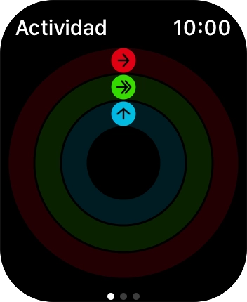 En la pantalla aparece cuánto tiempo te lleva realizar tus objetivos de actividad diaria. Cuando los círculos de color están cerrados, significa que has alcanzado los objetivos de tu actividad diaria. En la pantalla aparece cuánto tiempo te lleva realizar tus objetivos de actividad diaria. Cuando los círculos de color están cerrados, significa que has alcanzado los objetivos de tu actividad diaria.