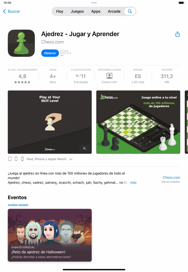 Pulsa Obtener y sigue las indicaciones de la pantalla para instalar la app. Pulsa Obtener y sigue las indicaciones de la pantalla para instalar la app.