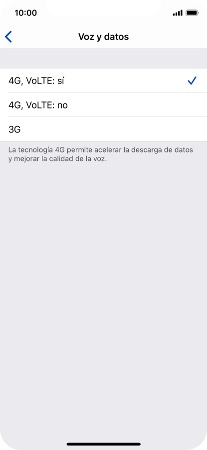 Si deseas utilizar una red 4G para hacer llamadas de voz y utilizar datos móviles, pulsa 4G, VoLTE: sí. Si deseas utilizar una red 4G para hacer llamadas de voz y utilizar datos móviles, pulsa 4G, VoLTE: sí.