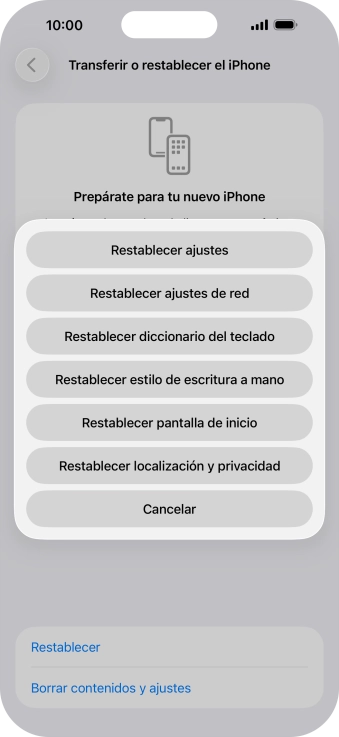 Pulsa Restablecer ajustes. Pulsa Restablecer ajustes.