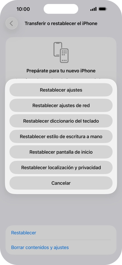 Pulsa Restablecer ajustes. Pulsa Restablecer ajustes.