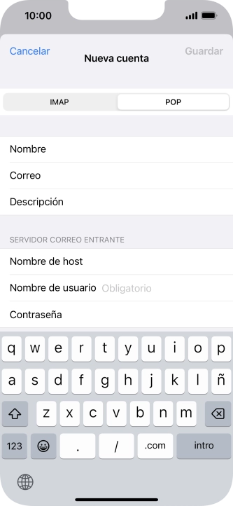 Pulsa Nombre de usuario e introduce el nombre de usuario de tu cuenta de correo electrónico. Pulsa Nombre de usuario e introduce el nombre de usuario de tu cuenta de correo electrónico.