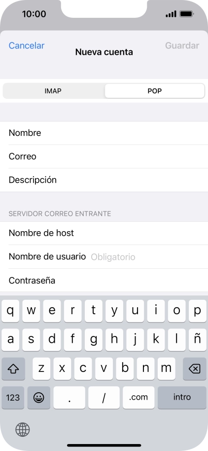 Pulsa Nombre de usuario e introduce el nombre de usuario de tu cuenta de correo electrónico. Pulsa Nombre de usuario e introduce el nombre de usuario de tu cuenta de correo electrónico.