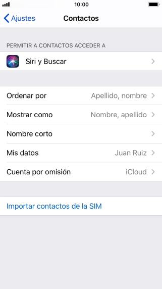 Pulsa Importar contactos de la SIM. Pulsa Importar contactos de la SIM.