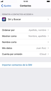 Pulsa Importar contactos de la SIM. Pulsa Importar contactos de la SIM.