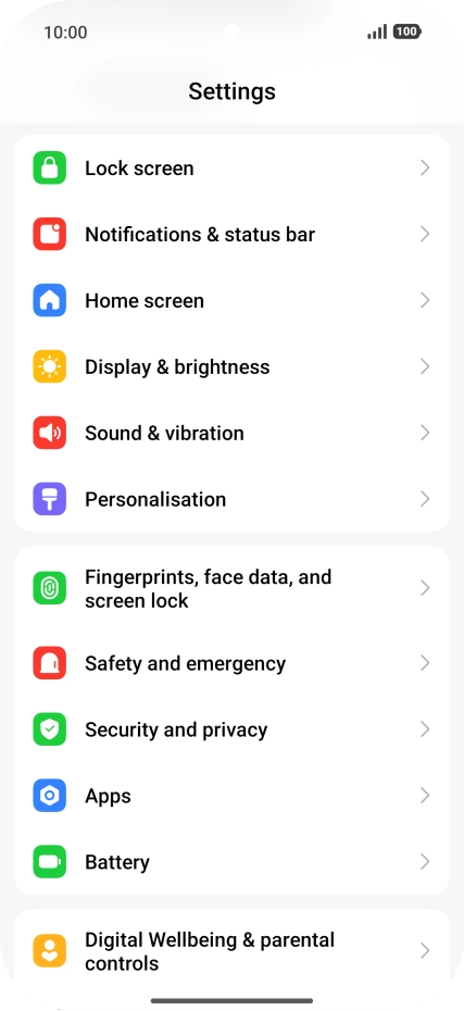 Press Fingerprints, face data, and screen lock.