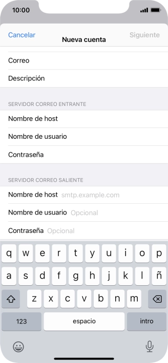 Pulsa Nombre de host e introduce smtp.vodafone.es. Pulsa Nombre de host e introduce smtp.vodafone.es.