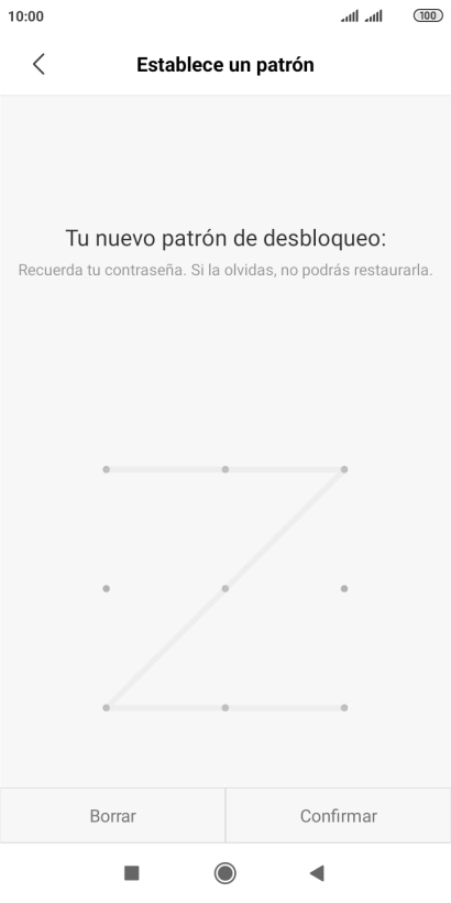 Vuelve a introducir el código de seguridad seleccionado y pulsa Confirmar. Vuelve a introducir el código de seguridad seleccionado y pulsa Confirmar.