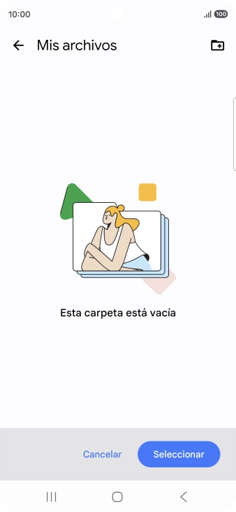 Si deseas crear una nueva carpeta, pulsa el icono de nueva carpeta y sigue las indicaciones de la pantalla para crearla. Si deseas crear una nueva carpeta, pulsa el icono de nueva carpeta y sigue las indicaciones de la pantalla para crearla.