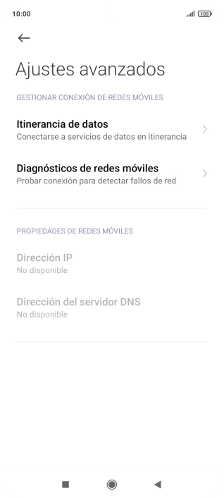 Pulsa Itinerancia de datos. Pulsa Itinerancia de datos.