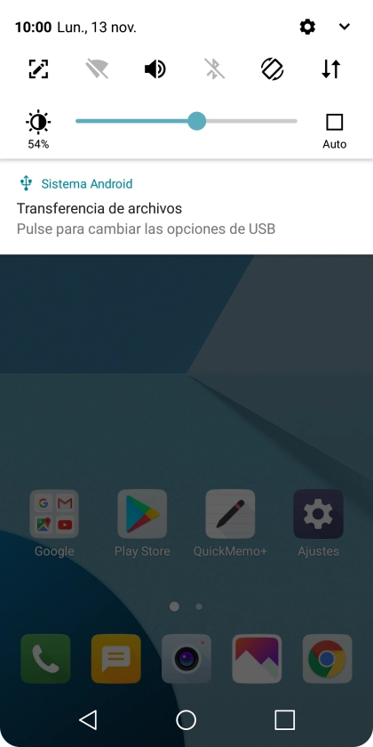 Pulsa el icono de USB. Pulsa el icono de USB.