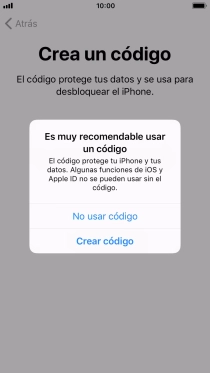 Si desactivas la función, pulsa No usar código. Si desactivas la función, pulsa No usar código.
