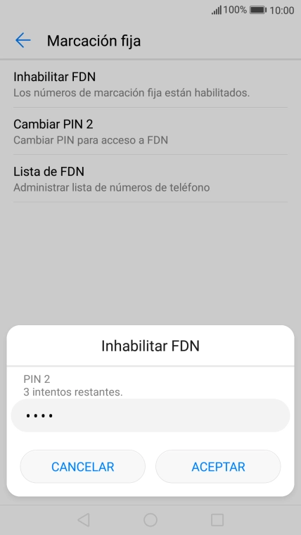 Introduce el código PIN2 y pulsa ACEPTAR. Introduce el código PIN2 y pulsa ACEPTAR.