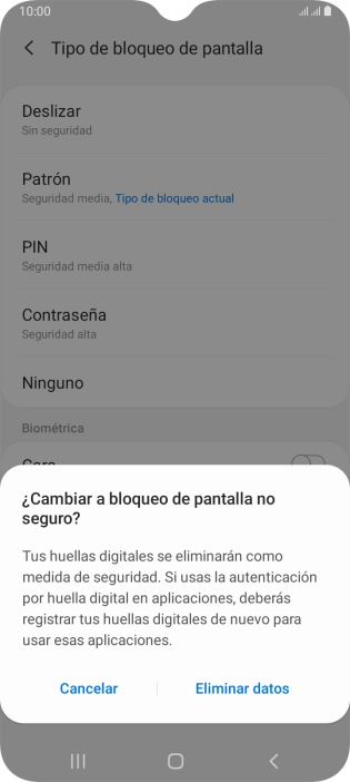 Pulsa Eliminar datos.